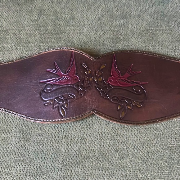 Leather Top Shop Belt from Anthropologie, Size Small, Sparrow etching - Picture 3 of 7
